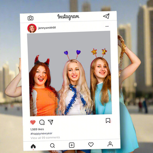 Custom Instagram, facebook, linkedin-Themed Selfie Cutout Frame